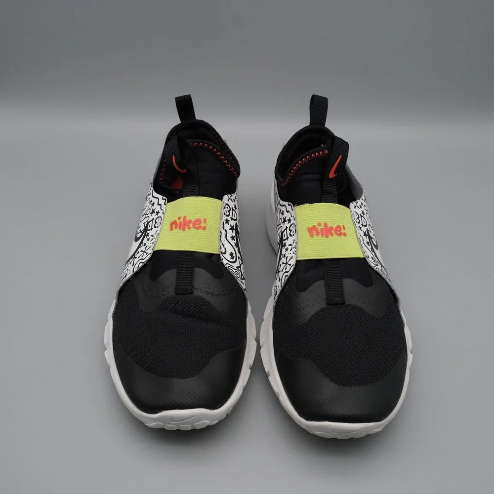 Nike Flex Plus 2 Black White Volt Doodle DV8253-001 6.5Y Women 8 Sneaker